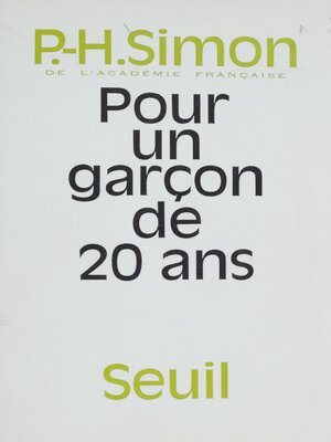 cover image of Pour un garçon de 20 ans